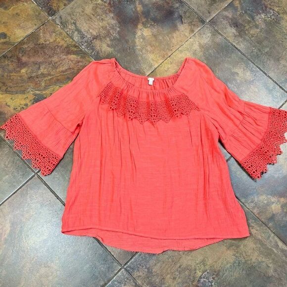 EST. 1946 Embroidered Sleeves Coral Peasant Blouse 26/28W - Picture 8 of 13